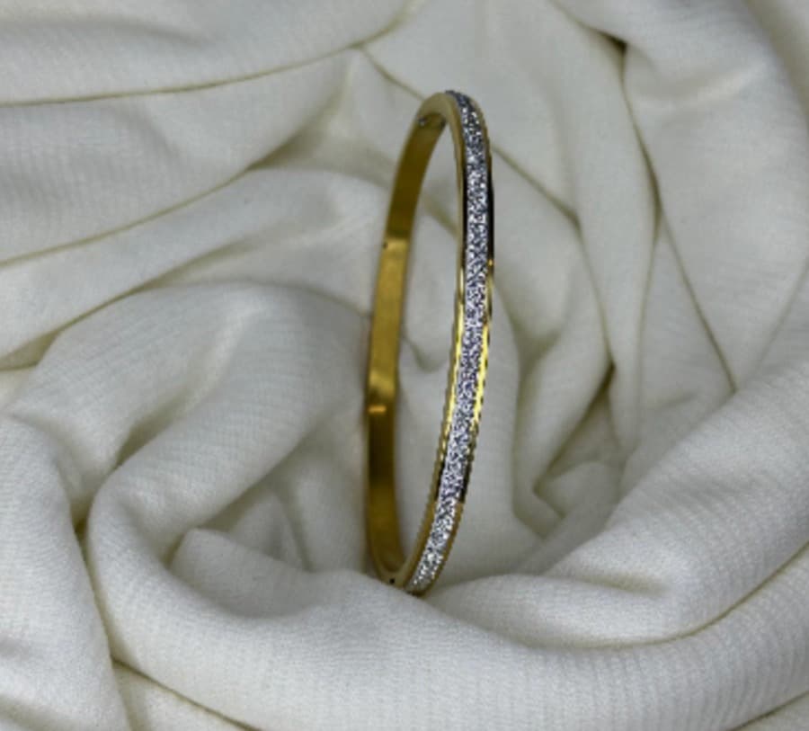 Bracelete Dourado Cravejado | Aço Inoxidável
